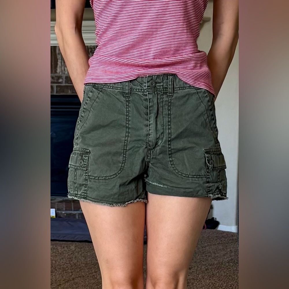 Army Green Distressed Cargo Style Shorts Witty Fox 29
